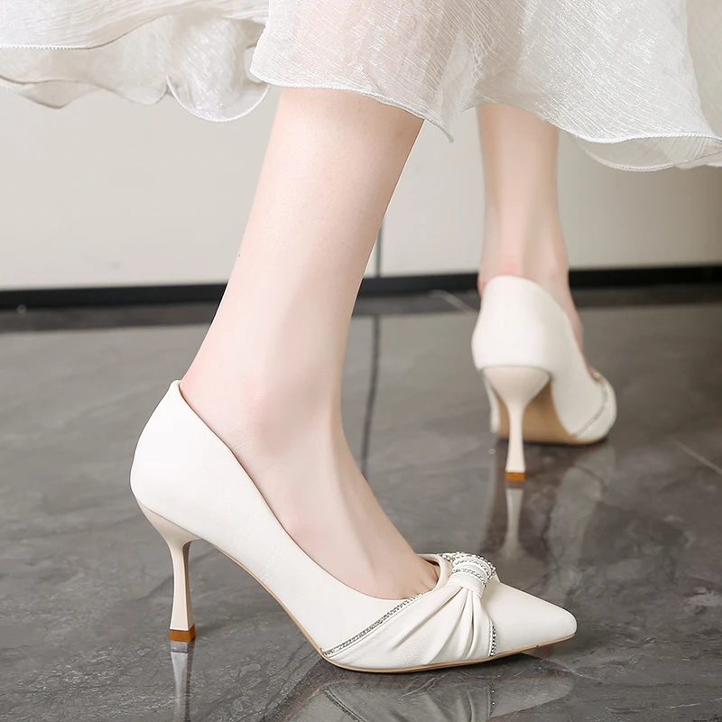 春秋法式时尚舒适高跟鞋女小众设计细跟单鞋性感名媛高级感配裙子