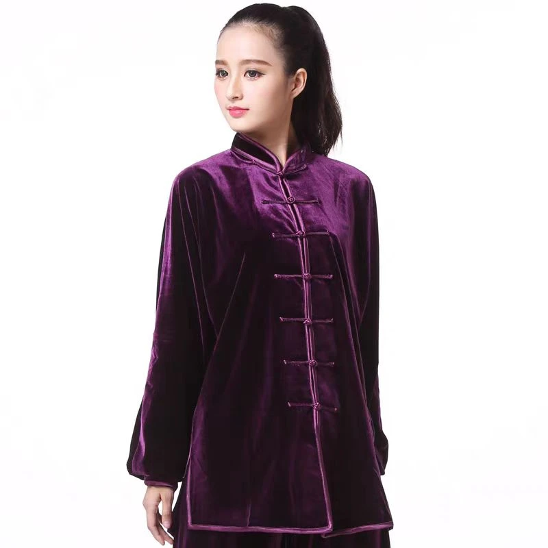 福利品不退换中式太极服长袖加绒女装男金丝绒太极拳练功服装秋冬