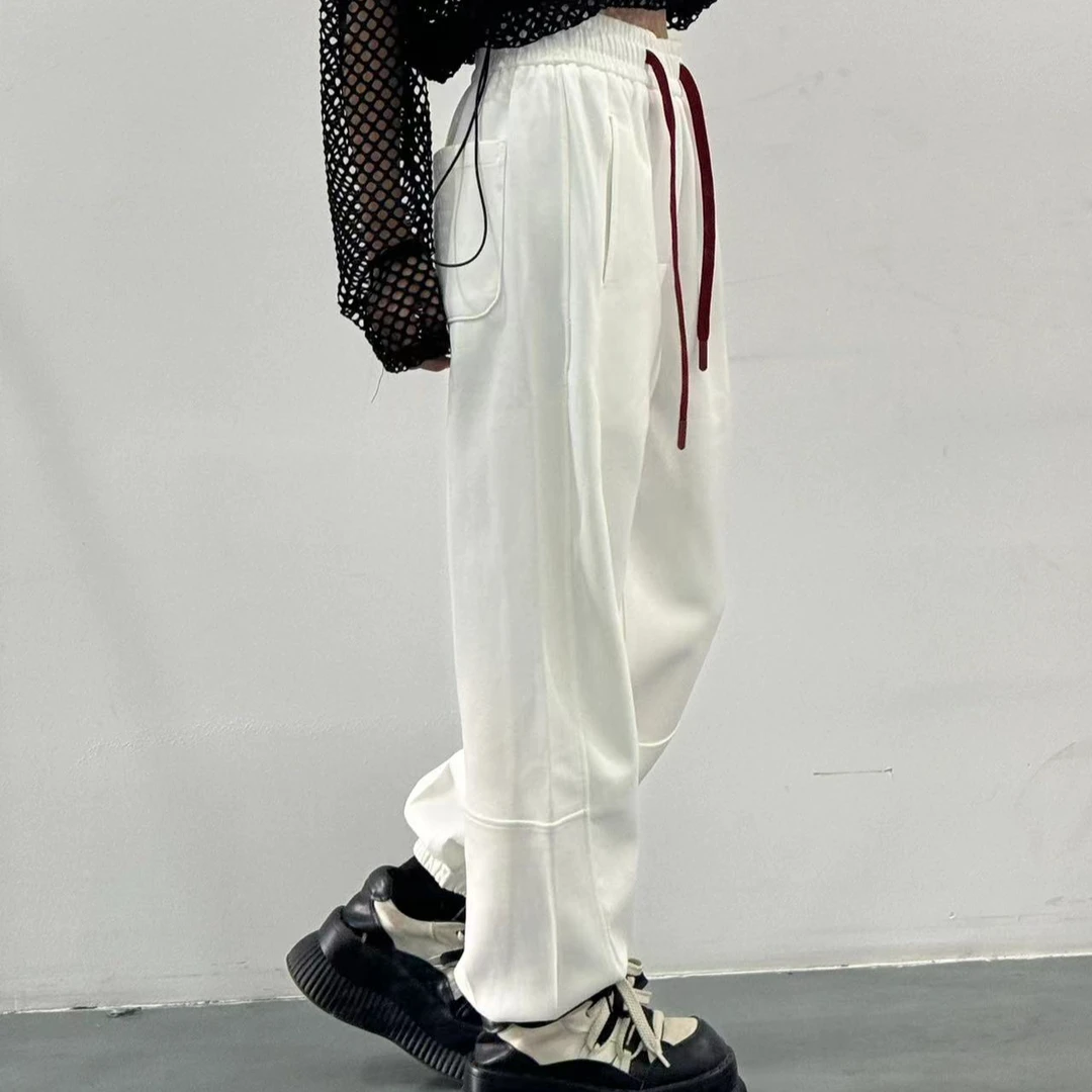 (五)十三姨休闲裤卫裤宽松港风百搭拼接卫裤束脚运动工裤时尚显瘦