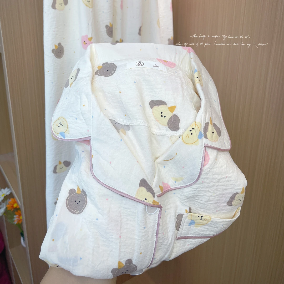 【夏季-泡泡棉纱】月子服夏季薄款产后7-8-9月份哺乳睡衣喂奶家居服