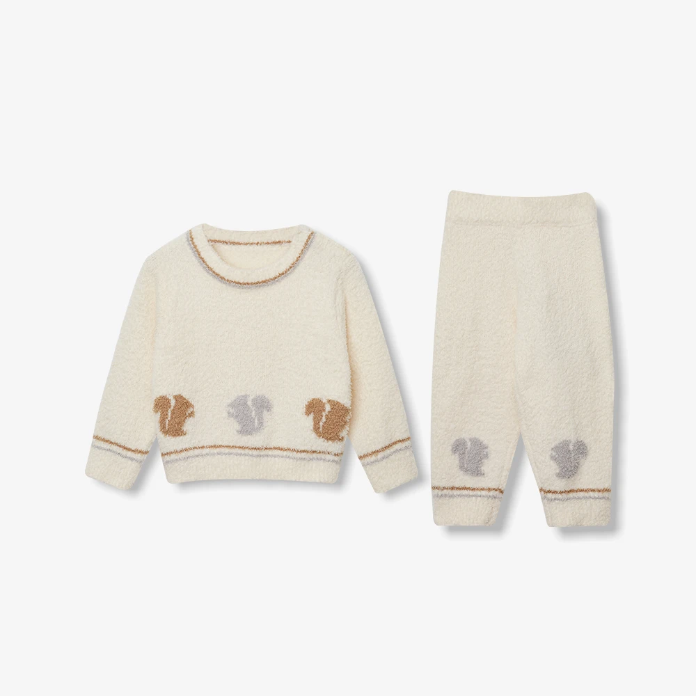 园长家童装 【松果梦】冬季儿童保暖锁温毛绒感圆领套头百搭套装