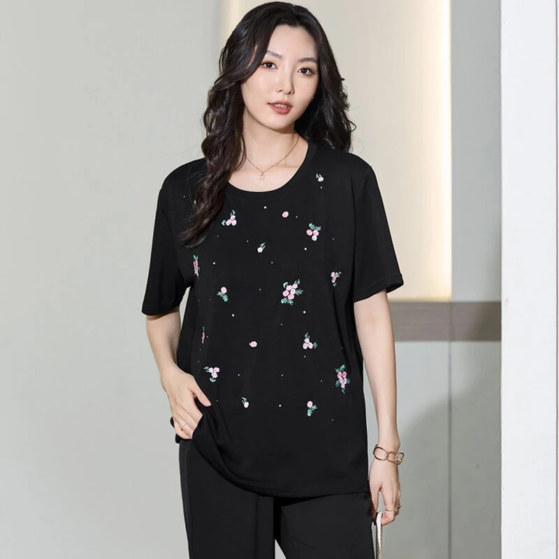 歌帛语尤莱特2025大码女装短袖律动莫兰迪宽松百搭时尚简约T恤