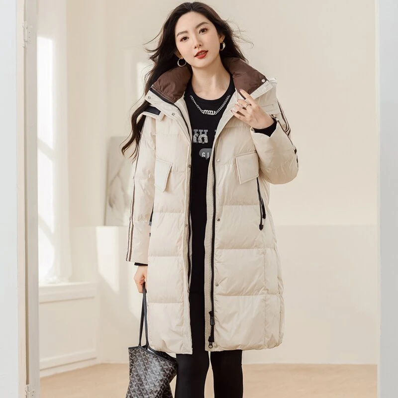 歌帛语大码女装羽绒服冬装200斤胖妹妹连帽宽松显瘦中长款外套