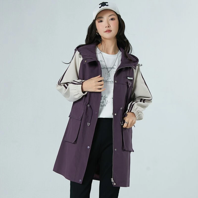 歌帛语2025大码女装风衣显瘦遮肉简约百搭宽松气质中长款夹克外套