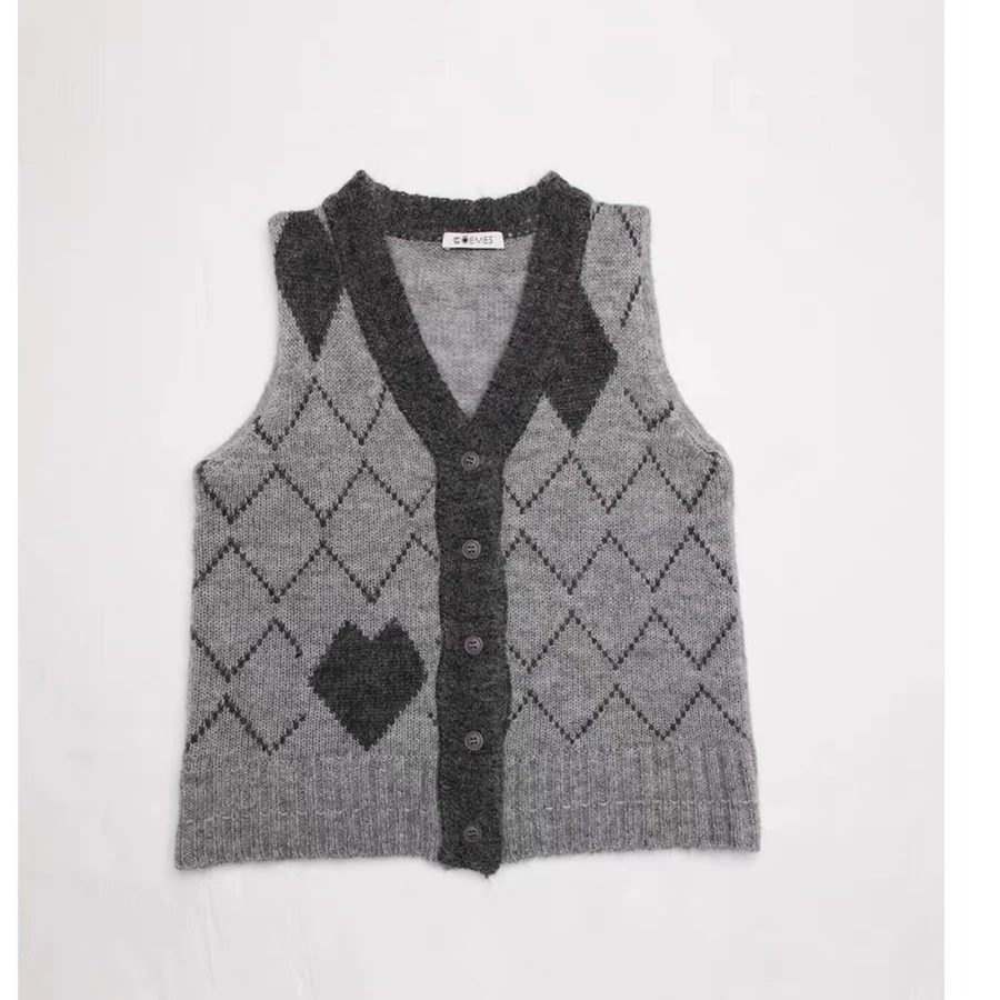 COEMES 设计师品牌24秋冬新品简约菱格针织马甲时尚洋气无袖时尚