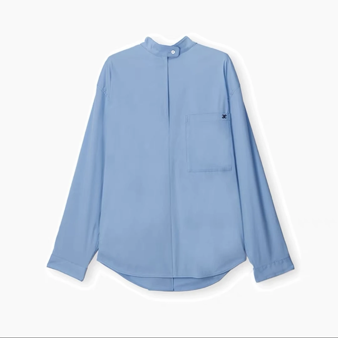 ETHOR 设计师品牌 24早秋新品立领衬衫时尚百搭简约气质长袖纯色