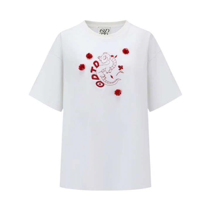 【ODTD 设计师品牌】24秋冬新款蛇年大吉限定新年短袖T恤圆领休闲女