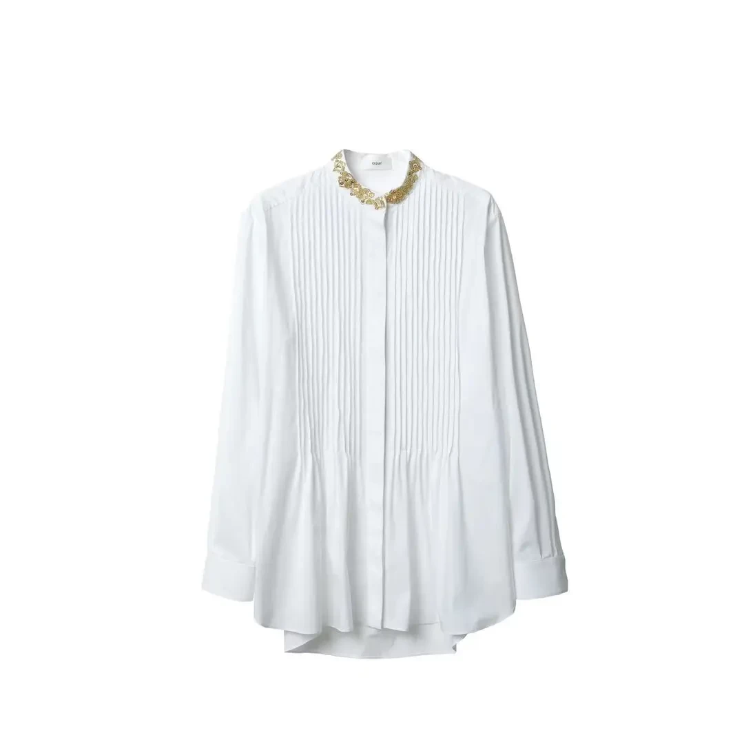 ICE DUST 24 设计师品牌秋冬新品立领订珠纯色衬衫百搭设计感