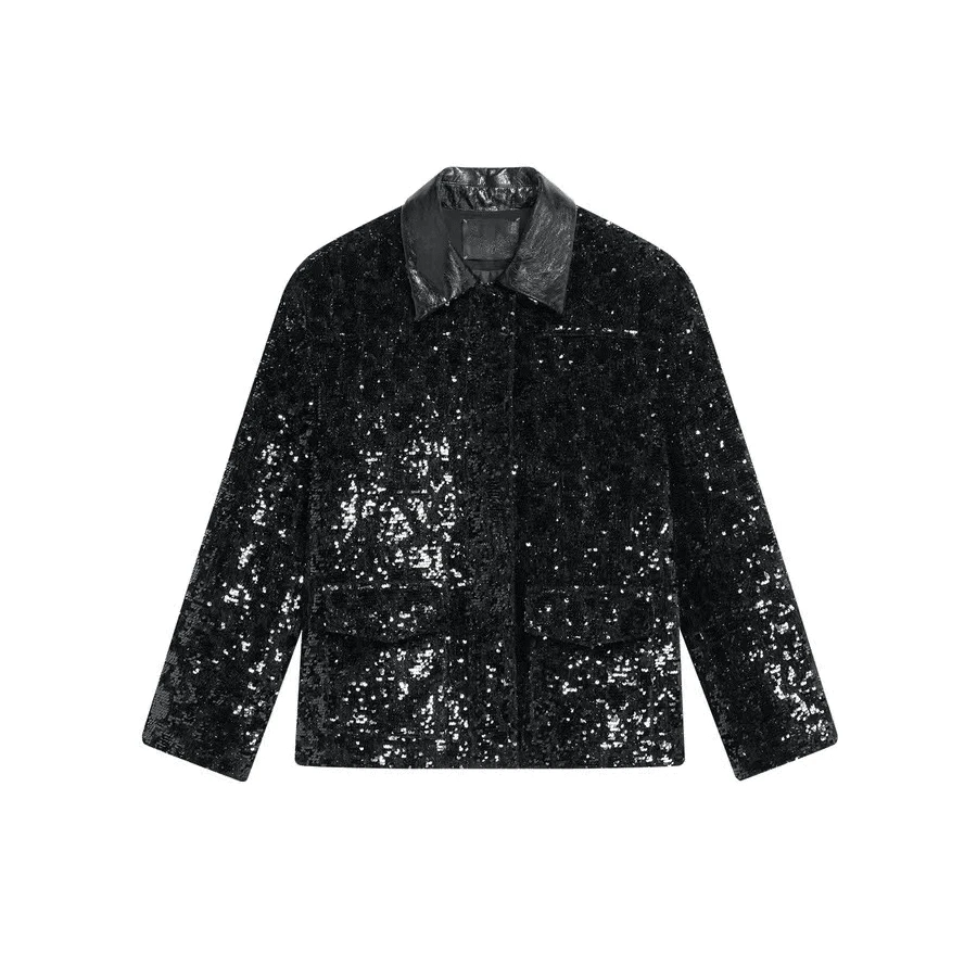 CAOXI 㯥囍2024早秋新款高级设新中式装感口袋结构小香风外套