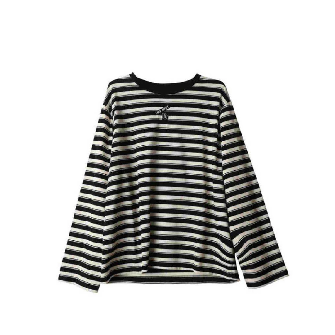 ICE DUST设计师品牌24秋冬新品条纹长袖T时尚休闲百搭宽松套头