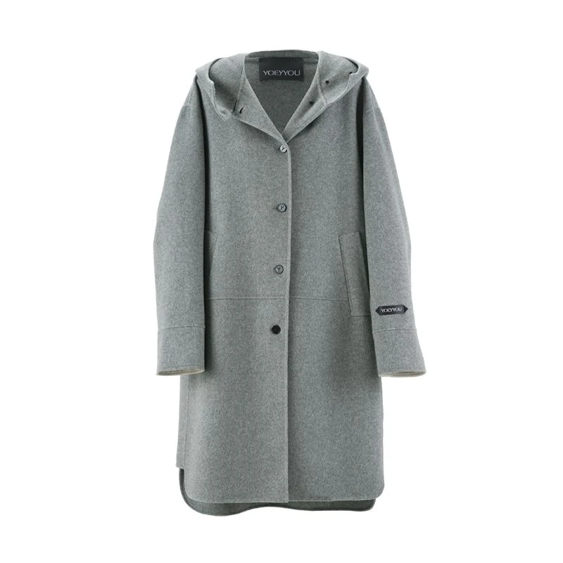 YOEYYOY设计师品牌24秋冬新品休闲连帽毛呢大衣时尚宽松气质大衣