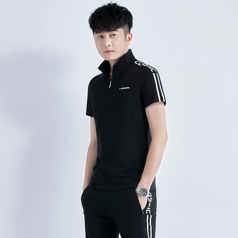 夏季新款男士运动套装中青年时尚帅气潮流修身运动服薄款两件套男