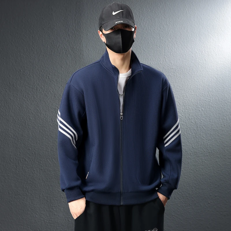 纹理感男士休闲外套2024春秋季新款时尚宽松长袖开衫夹克秋装上衣