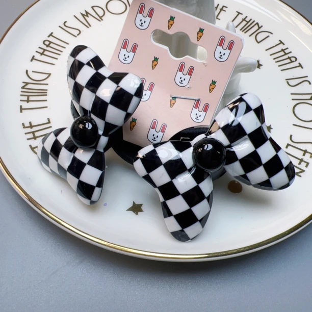 韩国进口优雅格纹绕圈撞色绕圈儿童夏季爆款时尚爱心气质皮筋