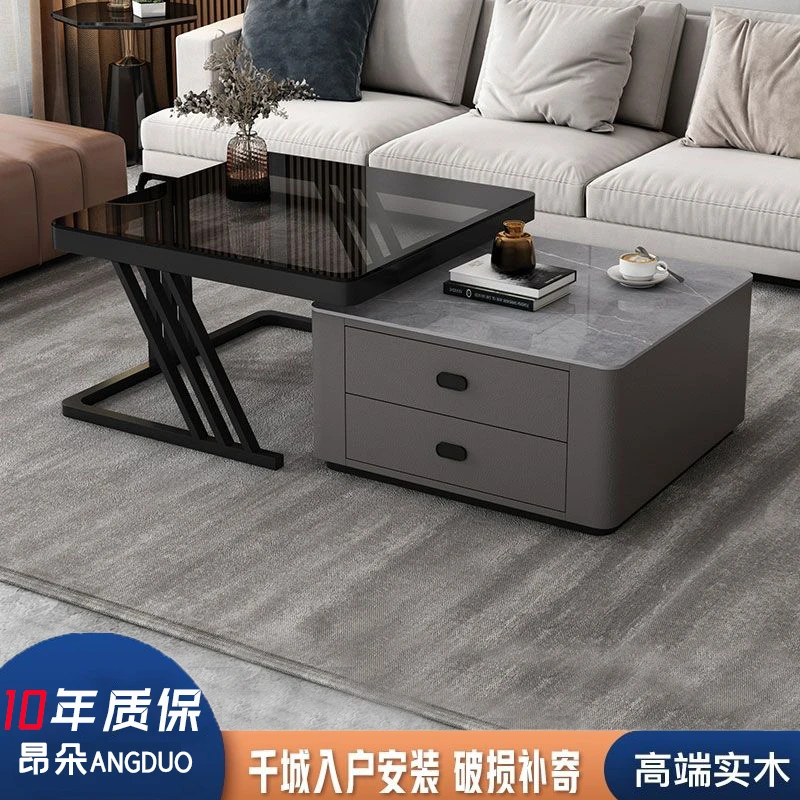 【昂朵ANGDUO】客厅家用钢化玻璃茶几正方形伸缩大小茶几新款极简