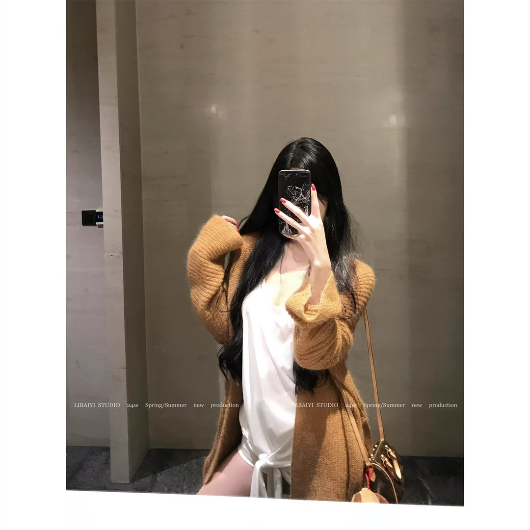 LIBAIYI  松弛南瓜/秋季慵懒感休闲显瘦百搭中长毛衣开衫外套1205