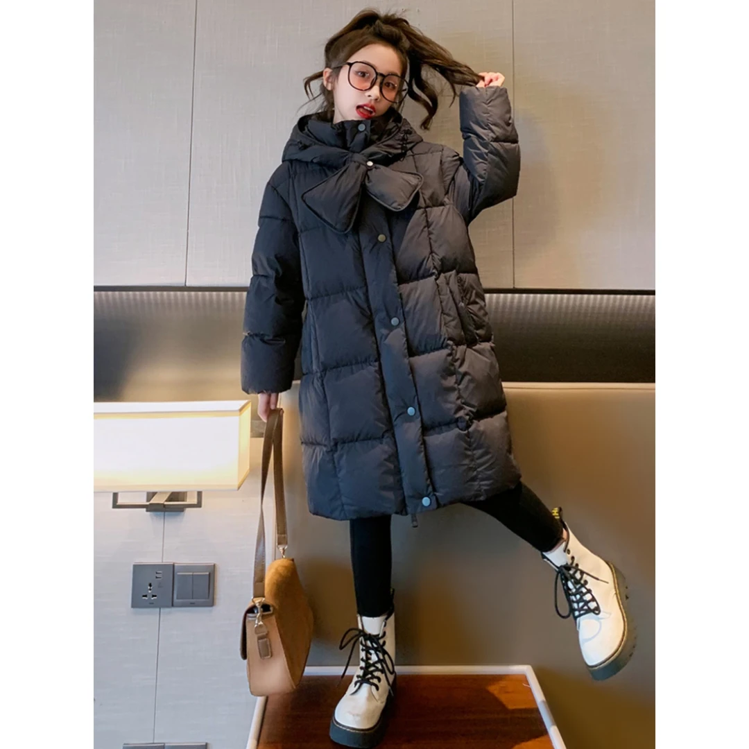 女童羽绒服儿童加厚中长款2023冬季新款中大童洋气时尚冬装外套潮