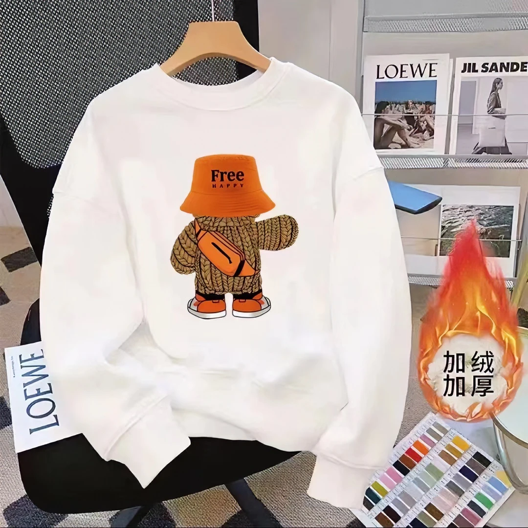 380克宝宝绒卫衣长袖时尚百搭宽松加绒加厚圆领秋冬显瘦网红休闲