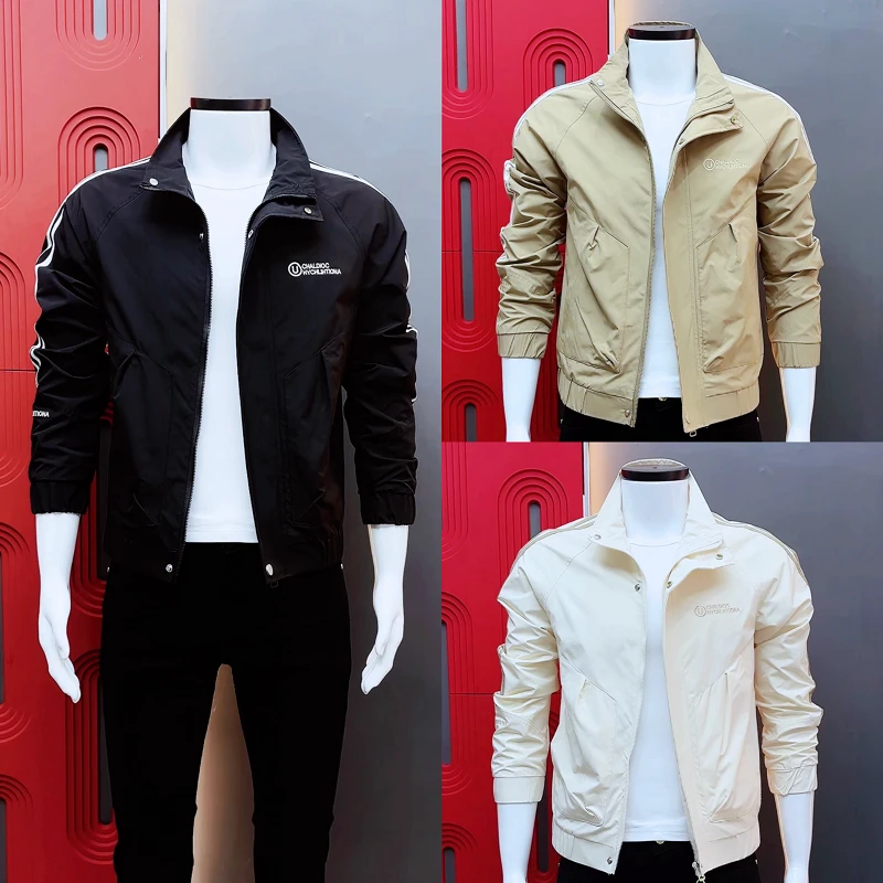 男士外套春秋款韩版潮流休闲立领夹克男生帅气百搭潮牌外衣修身