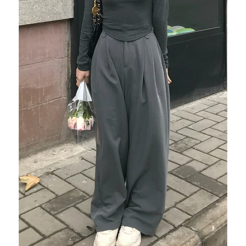 芒岁休闲高腰阔腿裤长裤西装拖地裤垂感百搭显瘦春夏