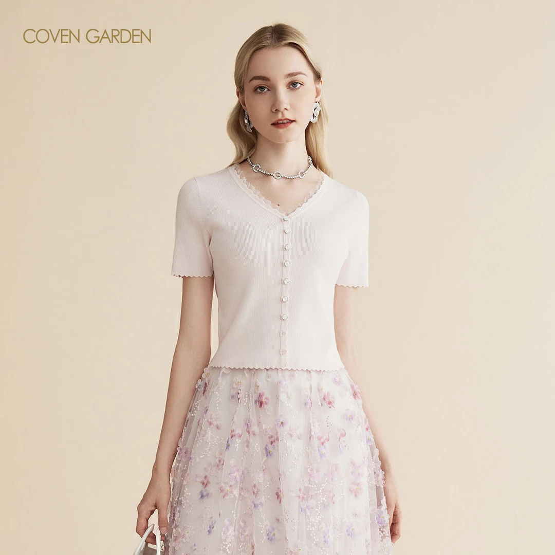 哥文花园 百搭V领针织衫上衣 CLA2034080