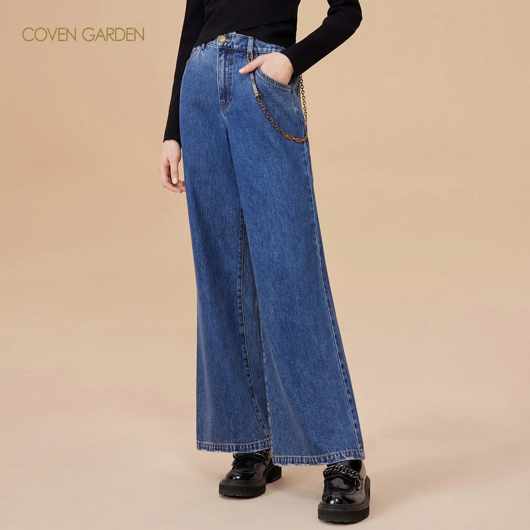 哥文花园 拖地喇叭牛仔裤阔腿裤 CTA3065250 COVEN GARDEN