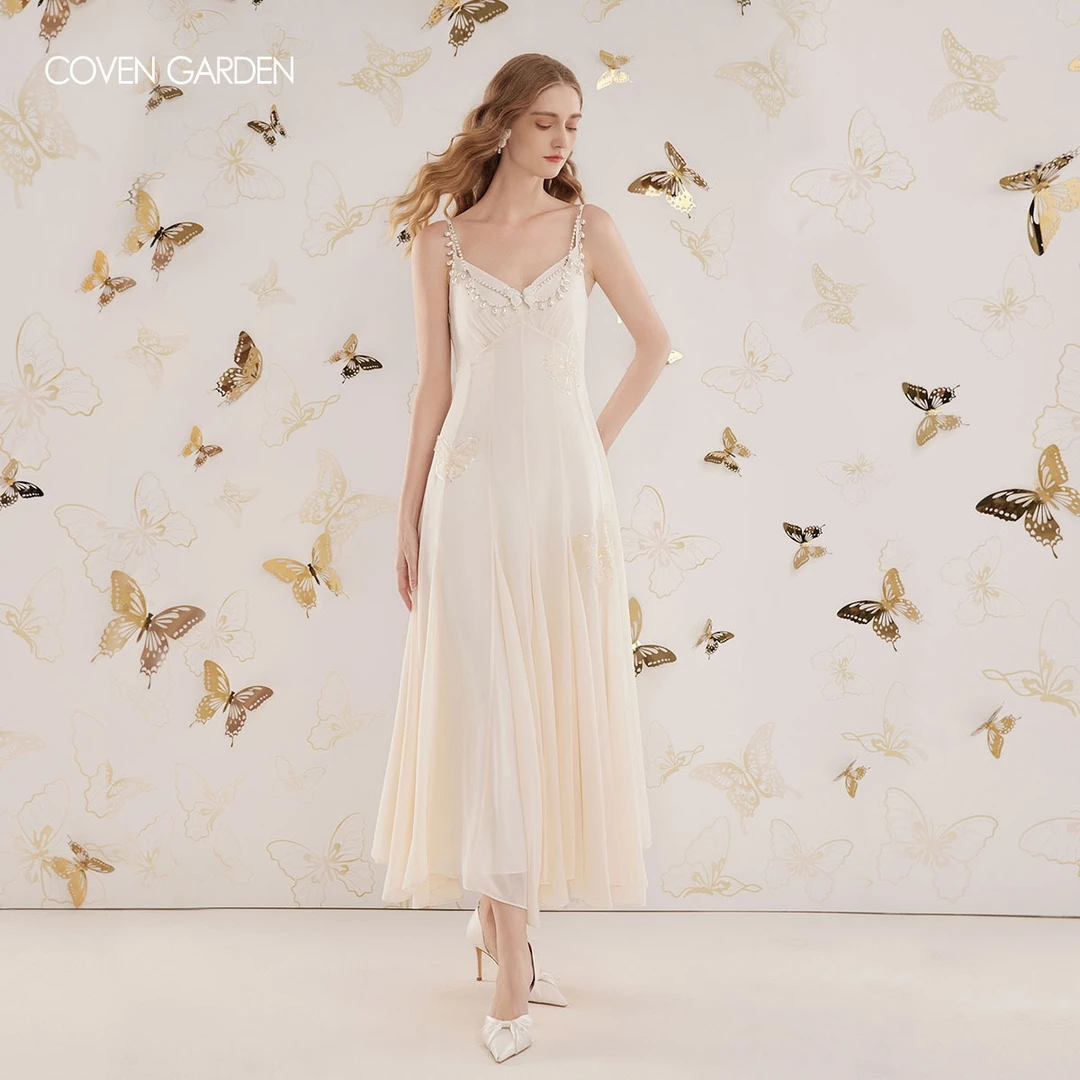 哥文花园 雪纺女神范吊带连衣裙气质显瘦夏季法式 CLA3081030