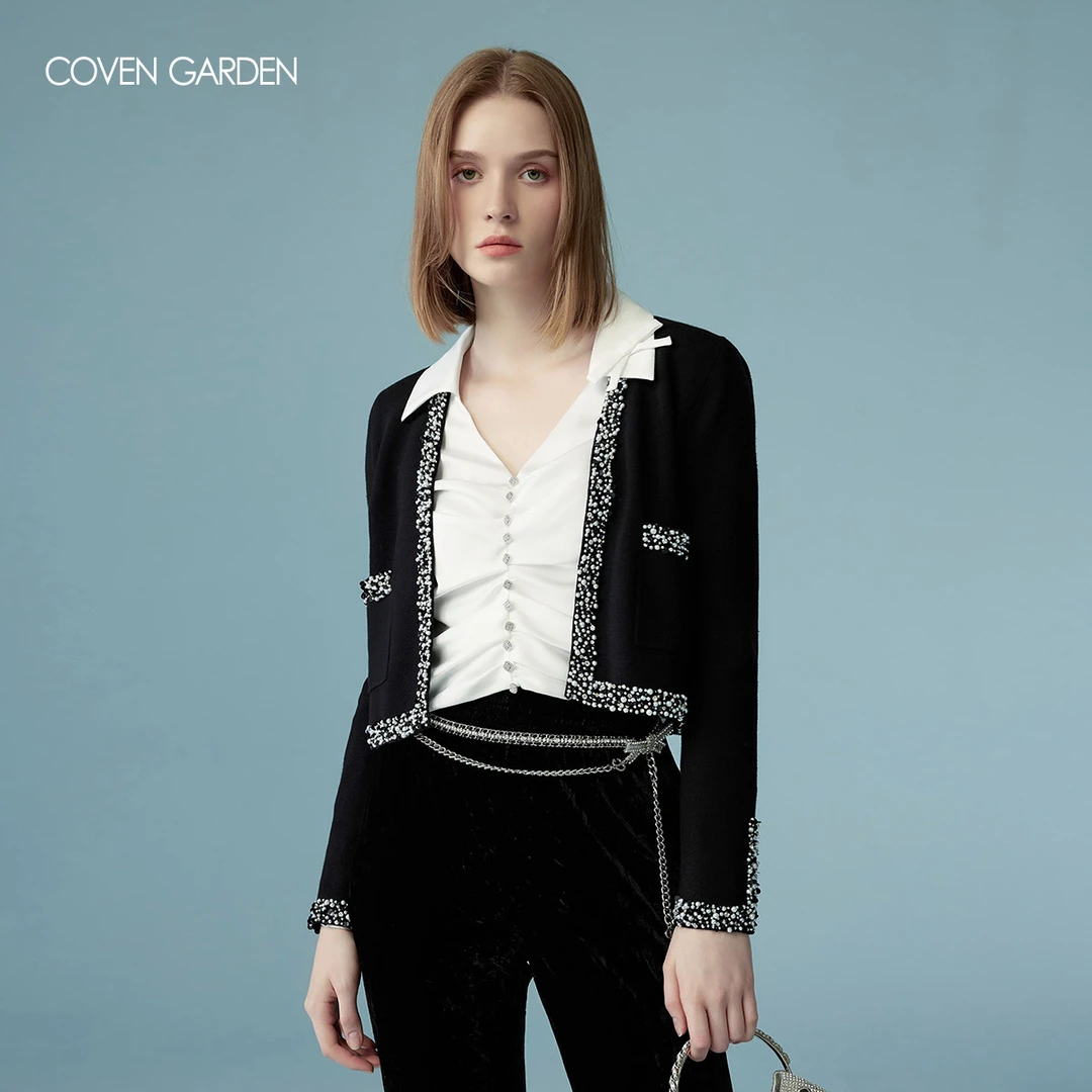哥文花园 小香风气质时尚亮片钉珠开衫 CLC1031738 COVEN GARDEN