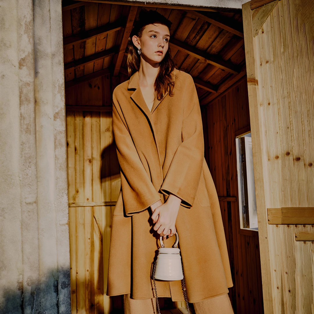 哥文花园 驼色毛呢外套大衣热力感 CWA4051380 COVEN GARDEN