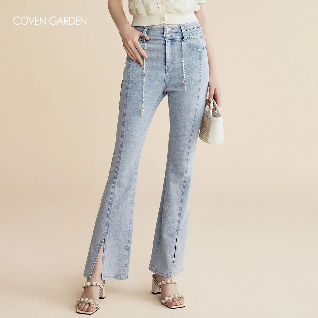 哥文花园 棉质开叉喇叭牛仔裤 CLA2062050 COVEN GARDEN