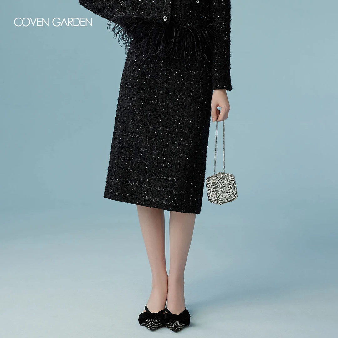 哥文花园 小香风编织半身裙 CLA1073300 COVEN GARDEN