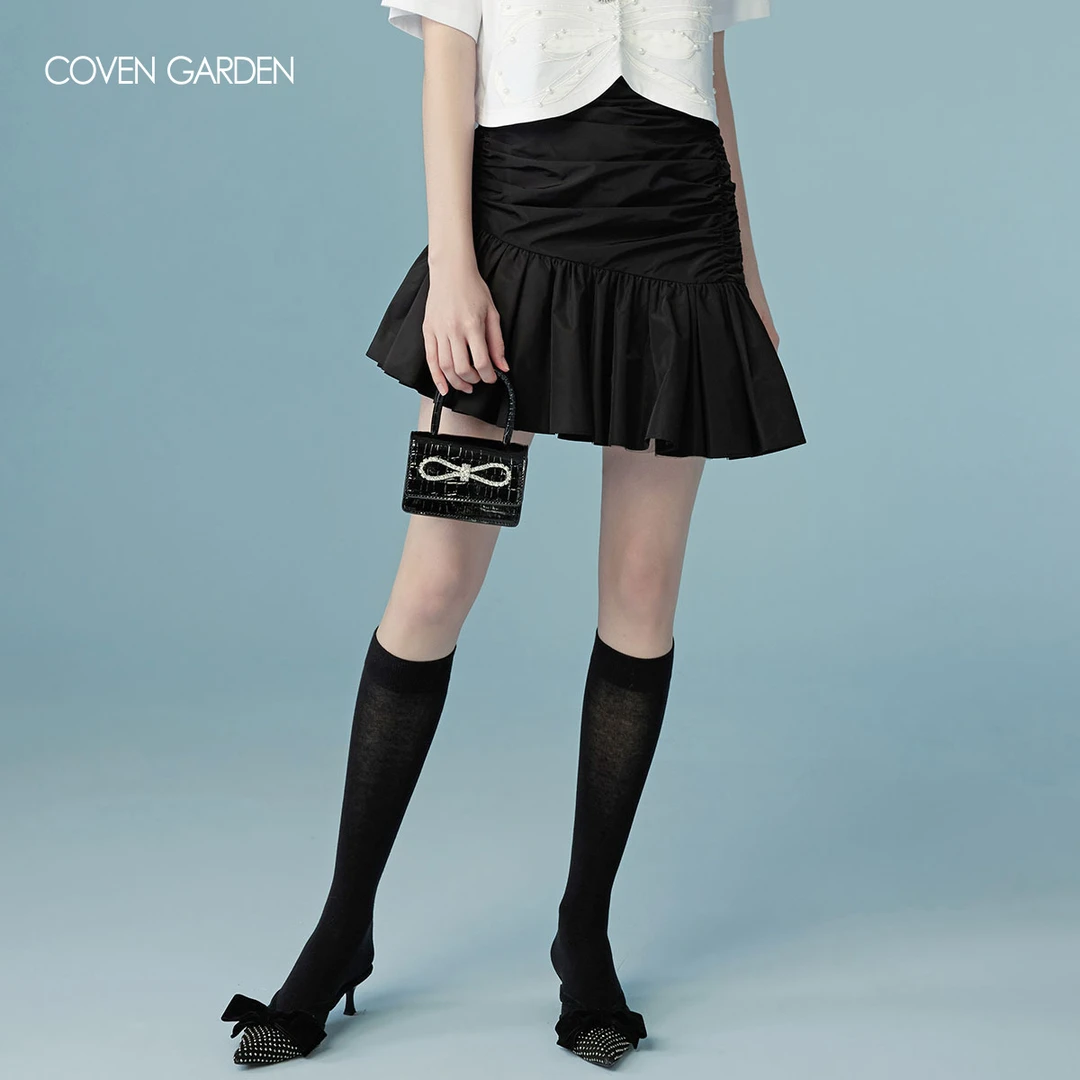 哥文花园 褶皱荷叶边a字半身裙 CLC1072118 COVEN GARDEN