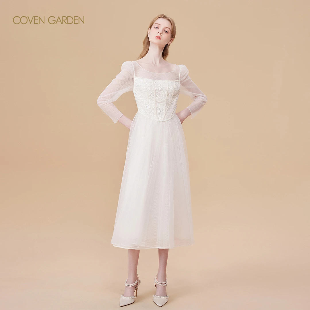 哥文花园  蕾丝复古网纱连衣裙仙气 CTA3086200 COVEN GARDEN