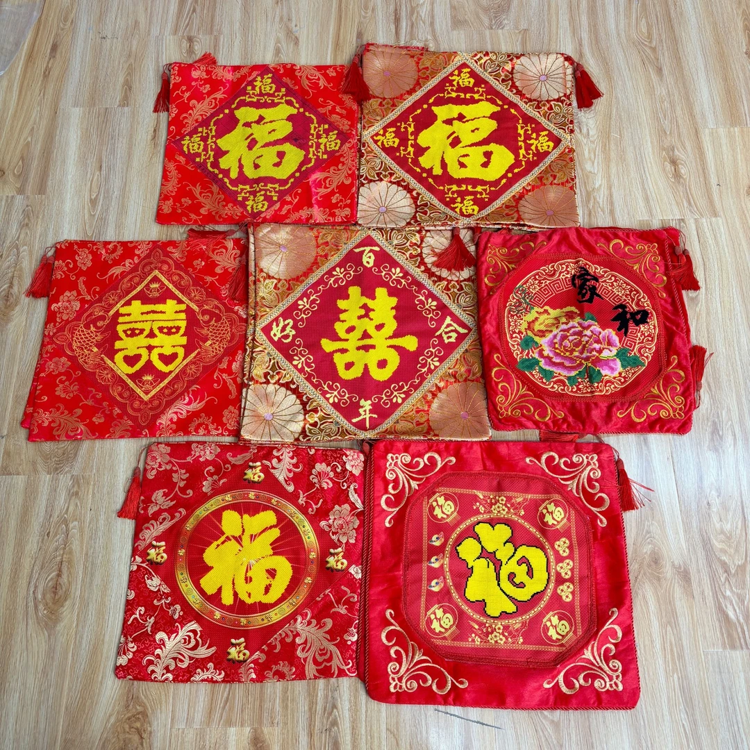 纯手工抱枕十字绣成品已绣好专拍链接