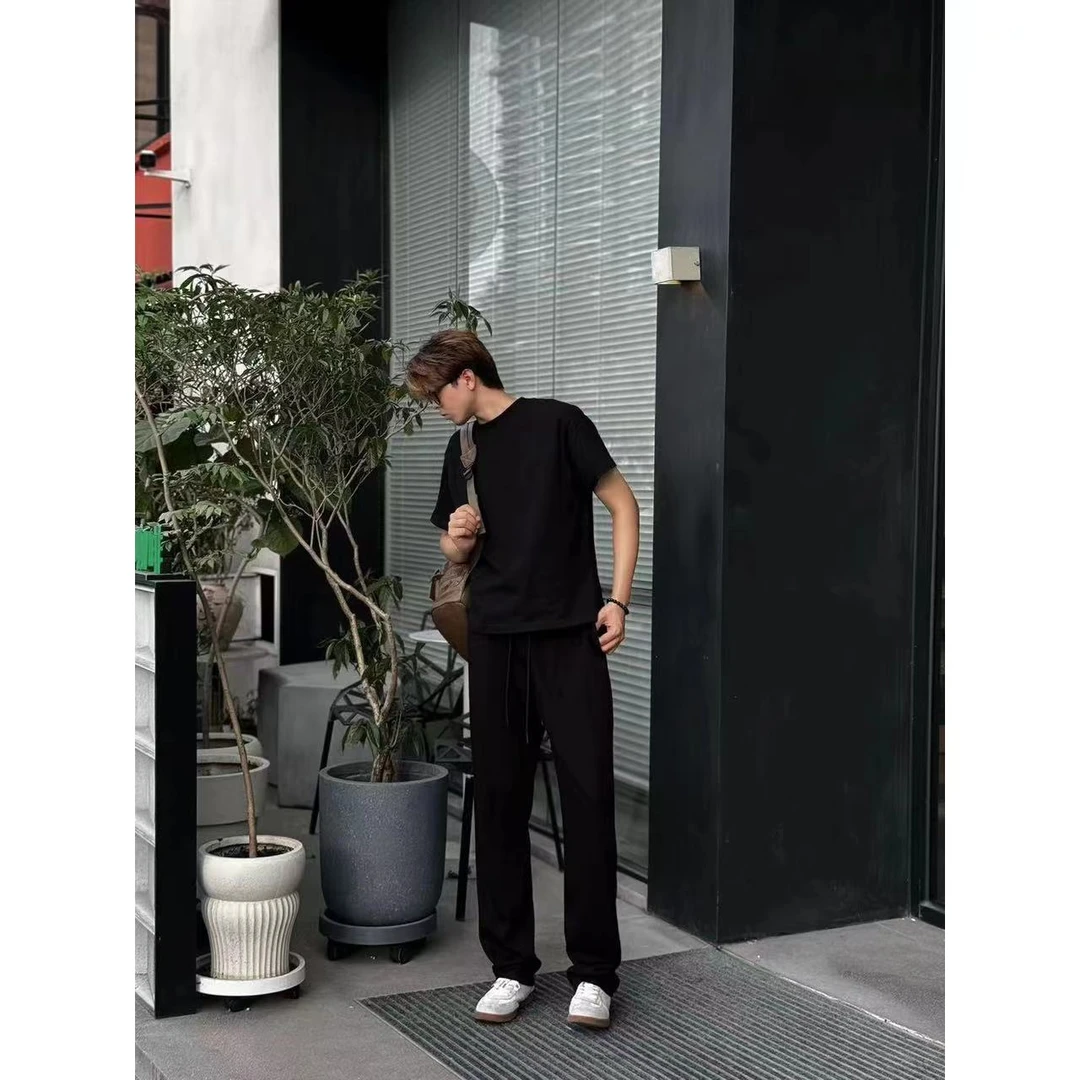 美式休闲基础直筒百搭显高冰凉感纯色简约休闲裤卫裤