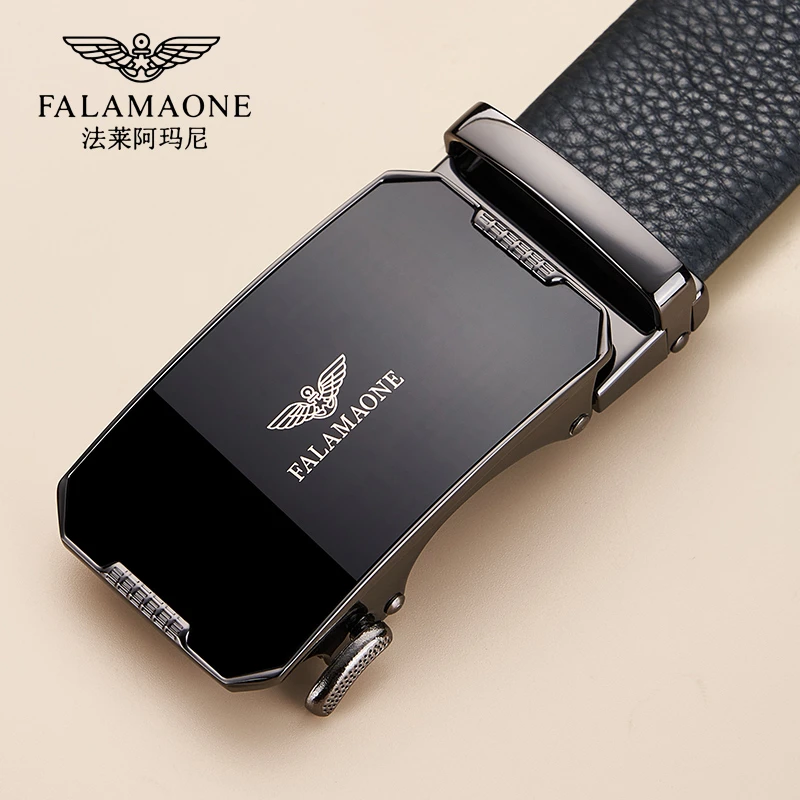 法莱阿玛尼皮带男士真皮裤带高端品牌正品纯牛皮自动扣男士腰带