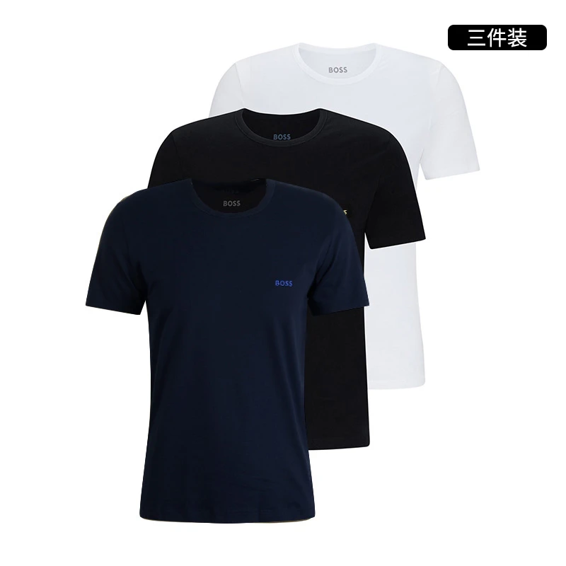 HUGO BOSS雨果博斯男士T恤3件装小标短袖时尚圆领半袖打底夏男装