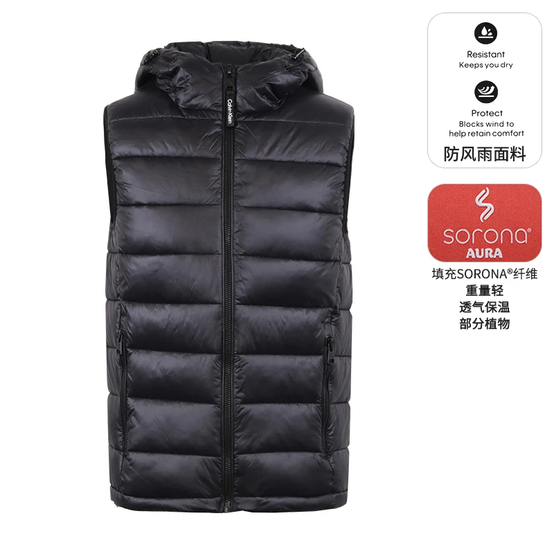 Calvin Klein/凯文克莱CK男士防风雨棉马甲时尚新款拉链无袖上衣