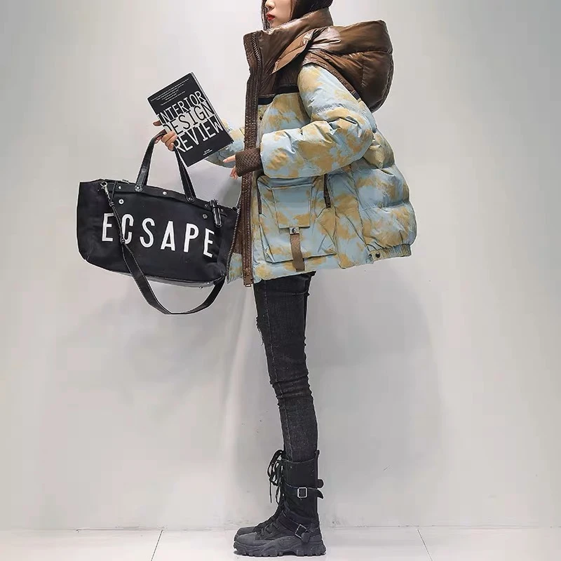 潮牌新款羽绒服女2023冬季韩版防水白鸭绒加厚宽松正品派克短外套