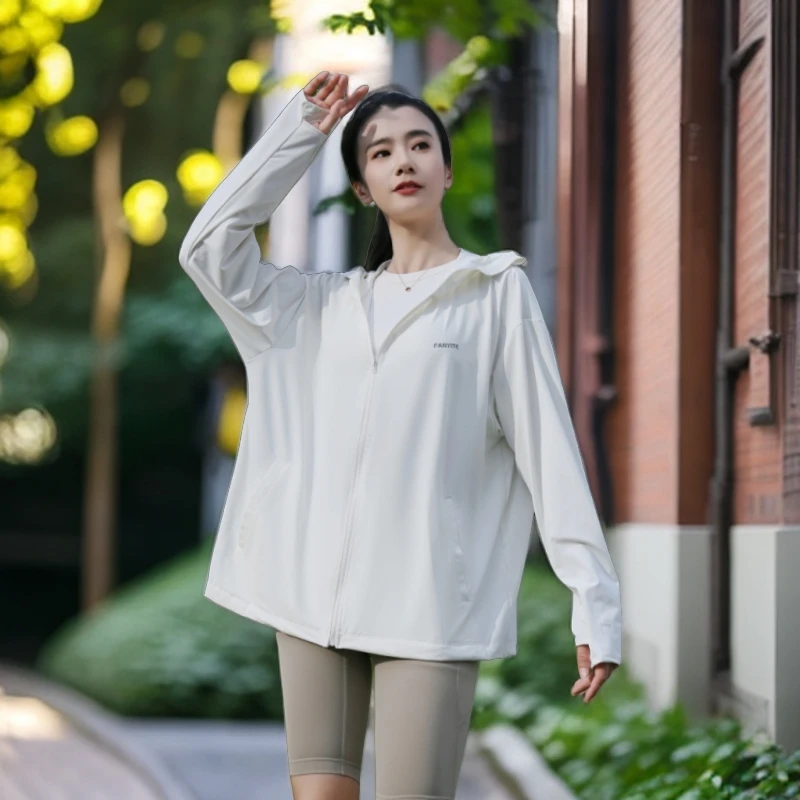 范依特防紫外线防晒衣外套户外运动原纱上衣夏季连帽防晒服薄女款