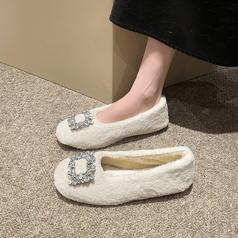 【冬季新品】毛毛鞋女冬外穿2023秋冬新款韩版百搭加绒保暖豆豆鞋子