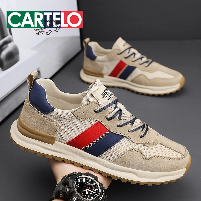 CARTELO/卡帝乐鳄鱼夏季透气网面户外休闲鞋男士软底百搭阿甘鞋