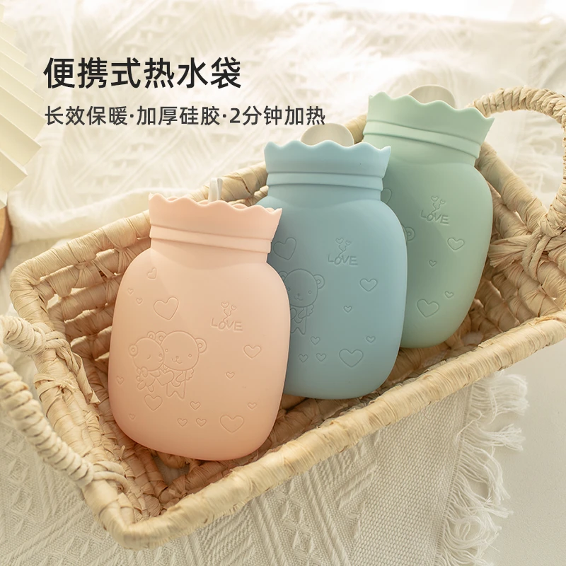 硅胶防爆暖手宝暖脚加热保暖热水袋可爱女生毛绒加厚学生暖手袋