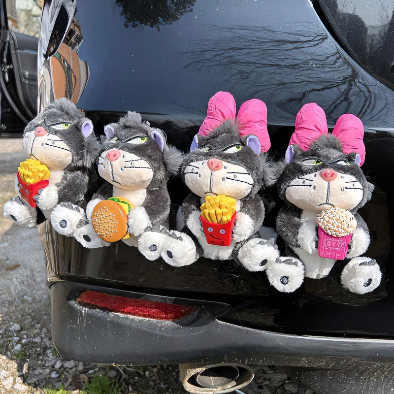 路西法猫汽车尾部挂件车外玩偶车载屁股后备箱摩托电动车摆件公仔