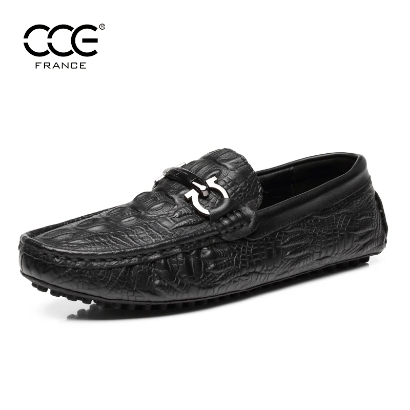 男士牛皮鳄鱼纹套脚豆豆鞋英伦百搭潮流懒人鞋真皮男鞋98216-F