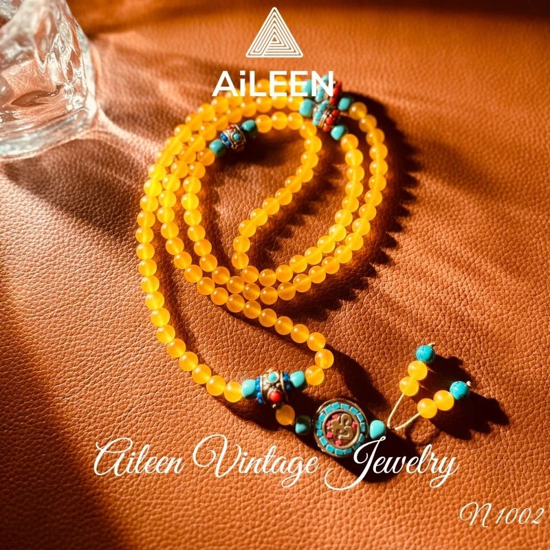 铜合金 玻璃 树脂 N1002 国风【雅韵凝珠】AiLeeN爱琳 项链