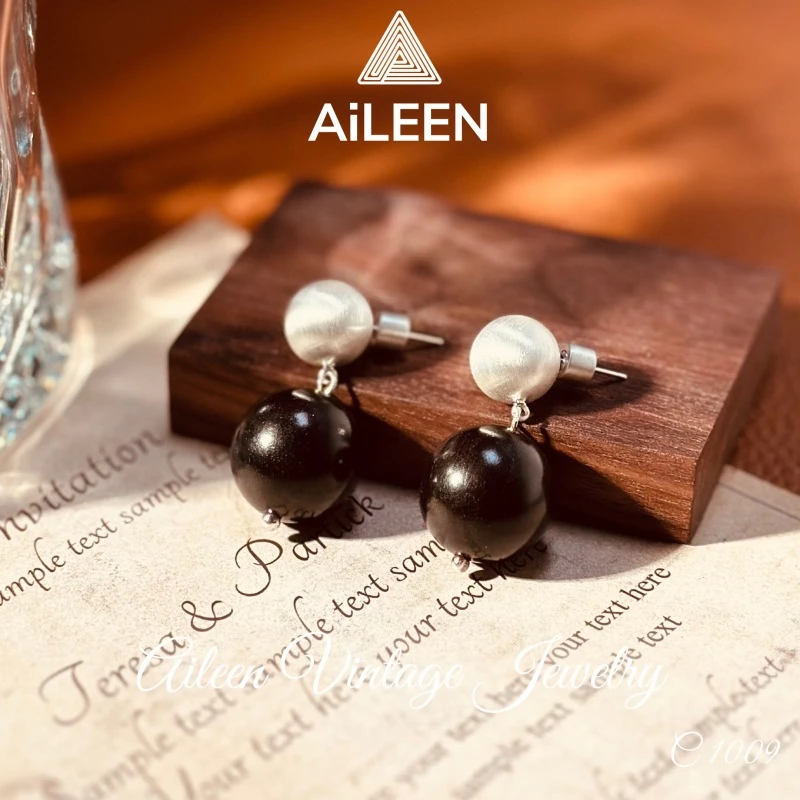 铜合金 树脂 C1009 法【黑白魅影】AiLeeN爱琳 耳钉