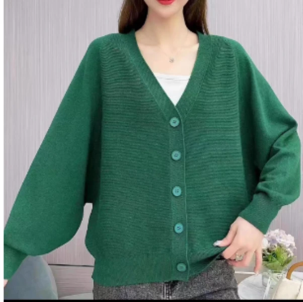 2024新款V领五粒扣开衫针织衫