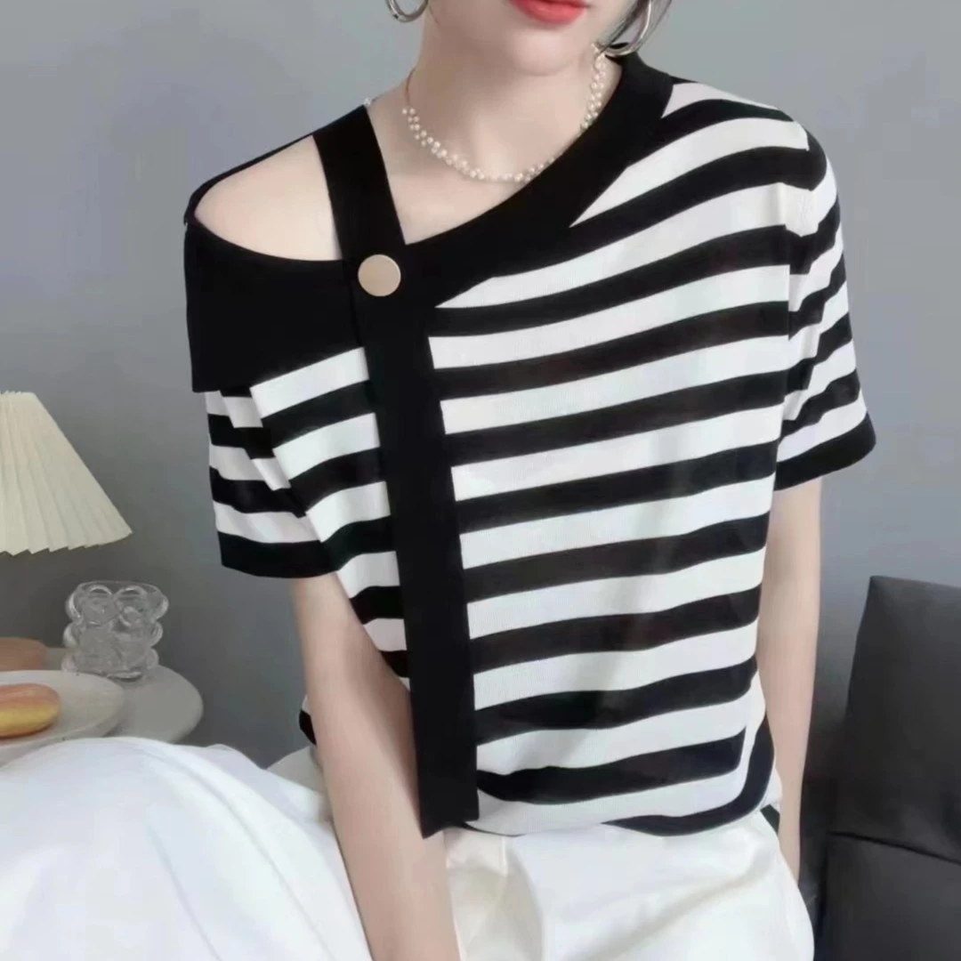 爱舞精选 茜茜之恋时尚条纹百搭针织衫上衣
