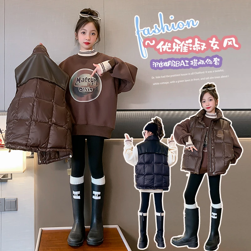【积木】女童新款秋冬羽绒马甲卫衣两件套